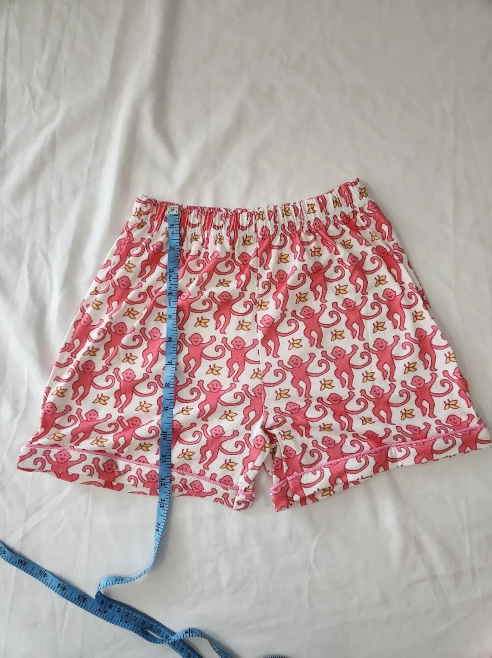 Girls Size 10 Years Pink Monkey Print Short Sleeve Lightweight Pajama Set